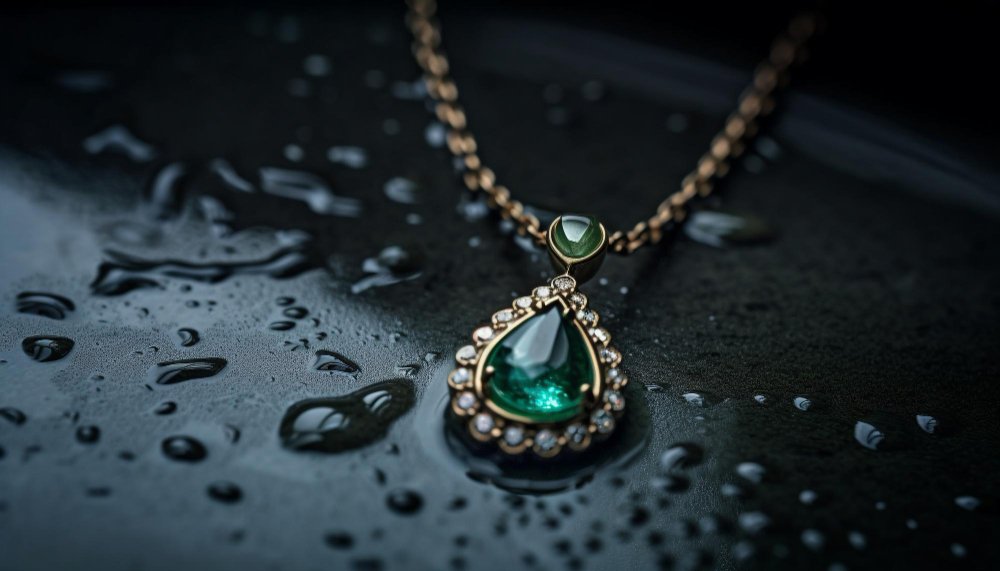 Emerald style pear cut pendant necklace